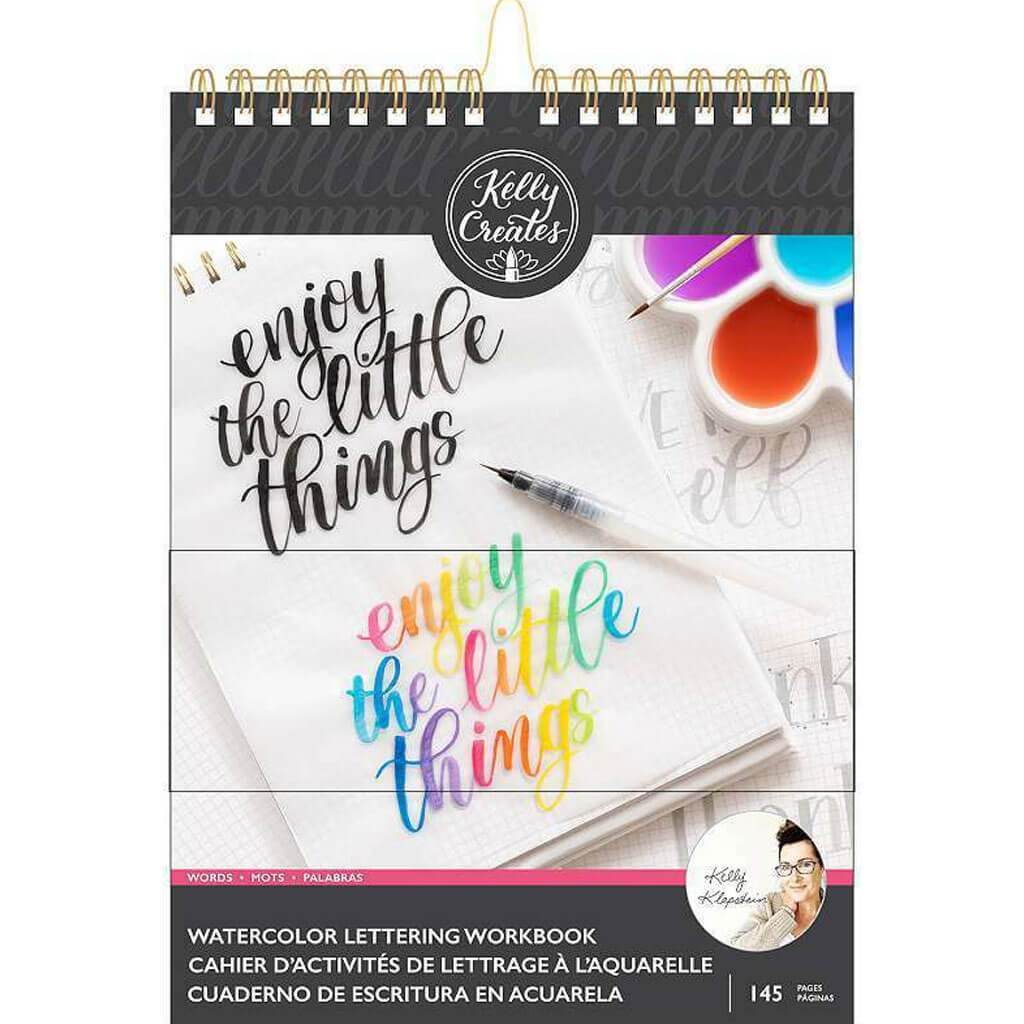 Watercolor Brush Lettering Workbook 8.5in x 11in