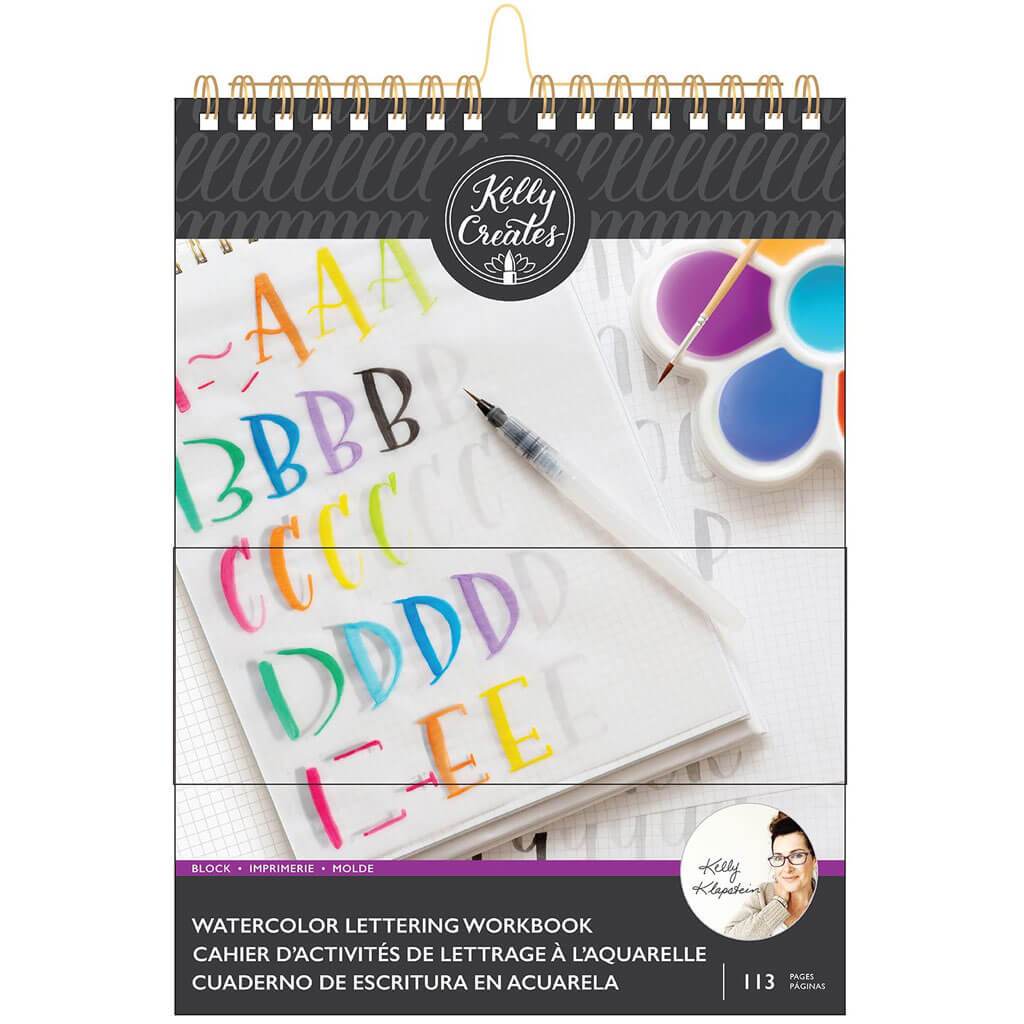 Watercolor Brush Lettering Collection - Block Letters Workbook