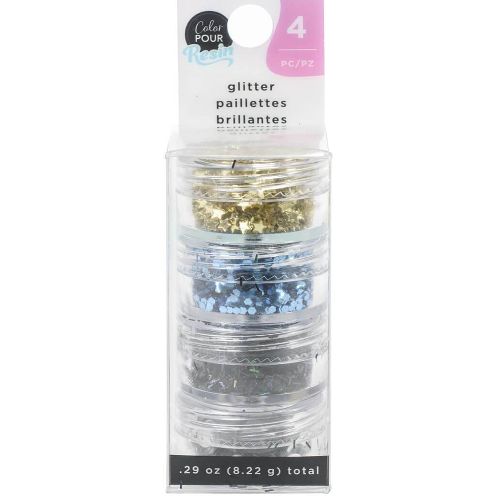 Color Pour Resin Mix-Ins Galazy Black, Silver, Blue &amp; Gold