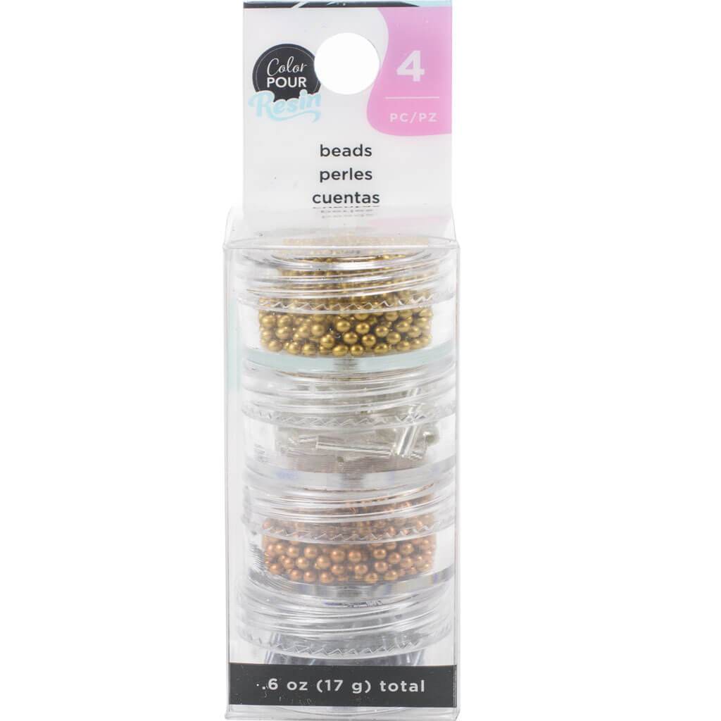 Color Pour Resin Mix-Ins-Beads Metallic 4/Pkg