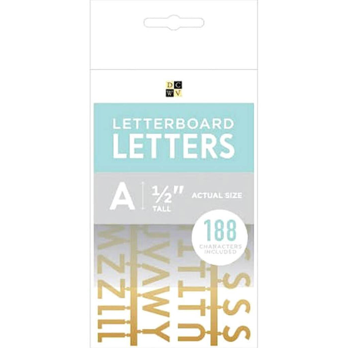 DCWV 1/2 Inch Letter Pack Letterboard Characters Gold 188pcs