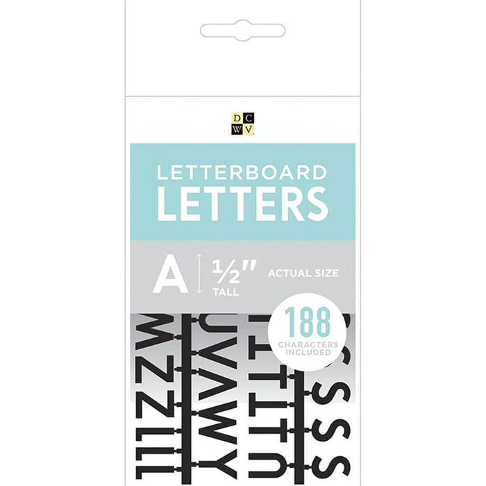 DCWV 1/2 Inch Letter Pack Letterboard Characters Black 188pcs