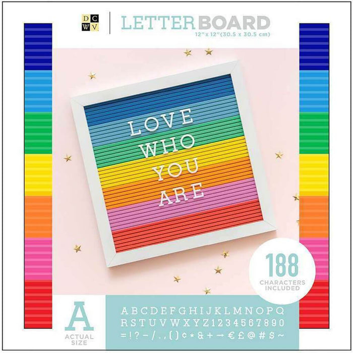 DCWV Framed Multicolor Letterboard With White Letters 12in x 12in