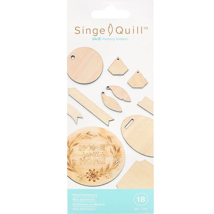 We R Makers Singe Quill Veneer Ephemera 18 Pack Wood Shapes