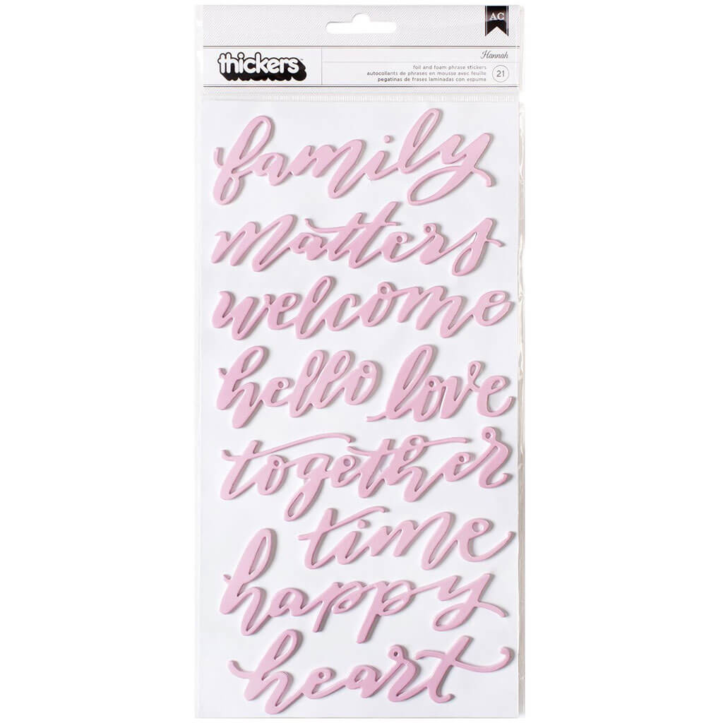 Alpha Script Sticker Pink Foil, 21pc