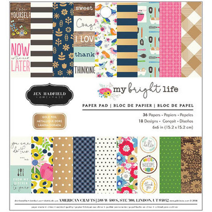 Jen Hadfield 6x6 Single-Sided Paper Pad 36 Sheets Multicolor