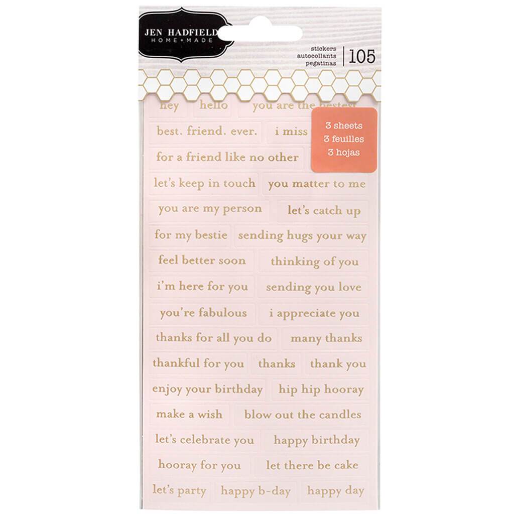 Hey, Hello Collection Repeat Cardstock Label Stickers with Foil Accents