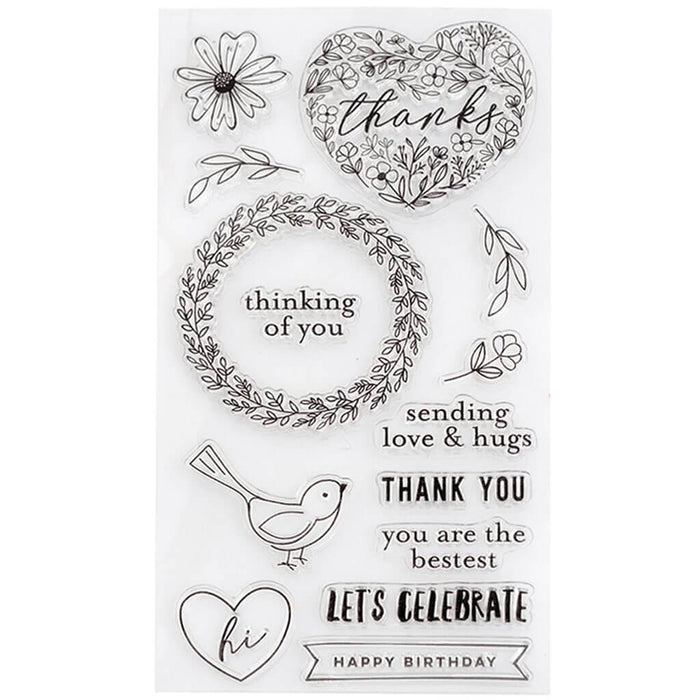 Pebbles Hey Hello Clear Acrylic Stamps Set