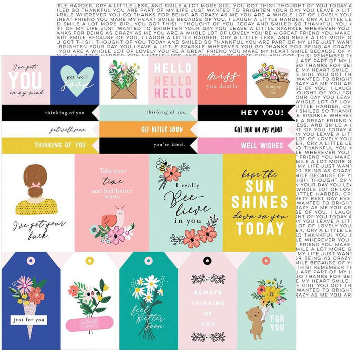 Hey, Hello Collection Double Sided Cardstock Paper Thinking of You Sentiments 12in x 12in