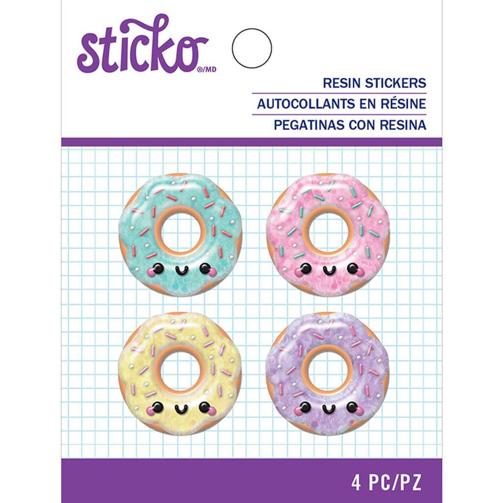 Sticko Donut Resin Stickers with Glitter Accents