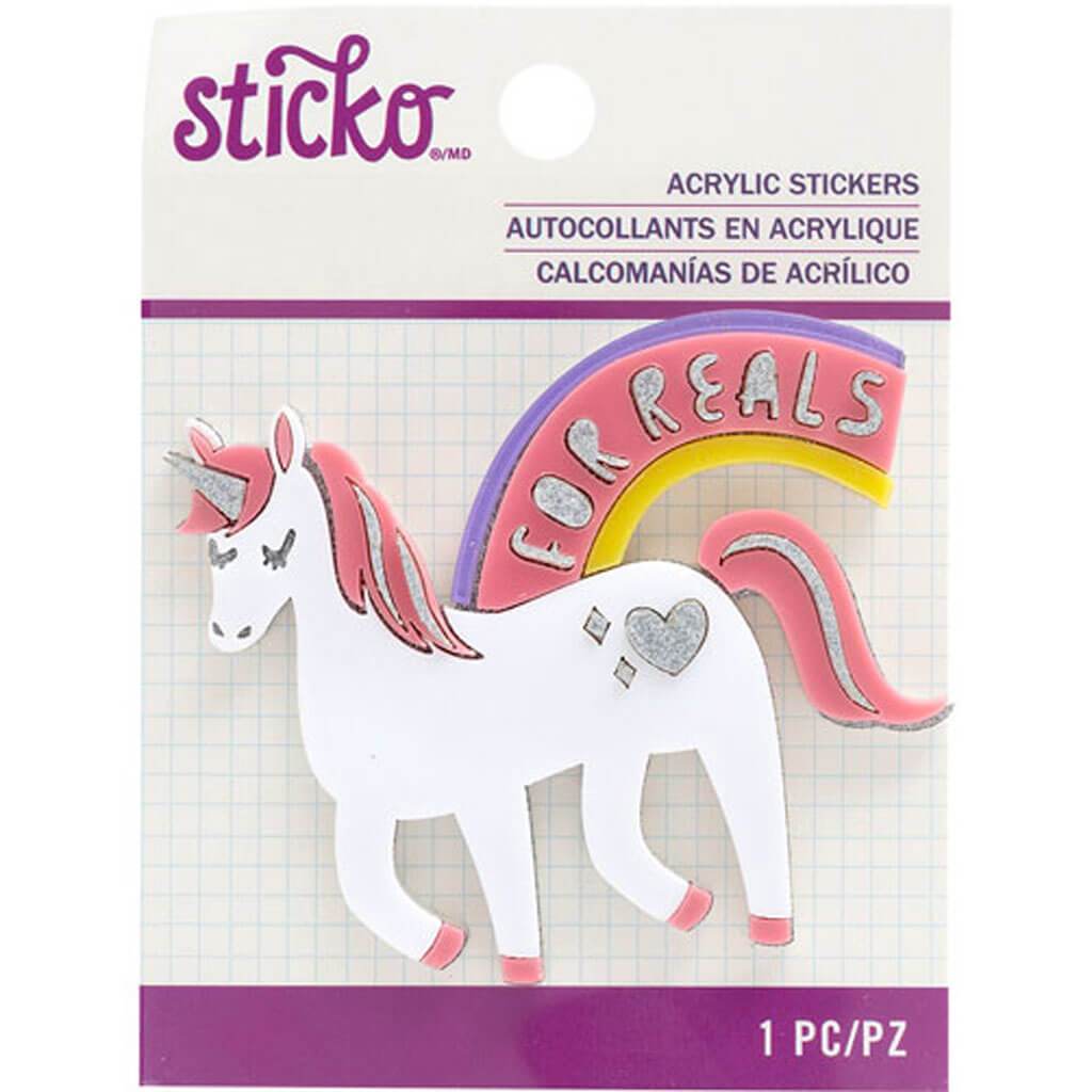 Success Sticko Acrylic Stickers For Reals Unicorn with Glitter Accents
