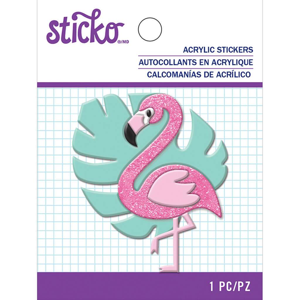 Success Sticko Acrylic Stickers Flamingo with Glitter Accents