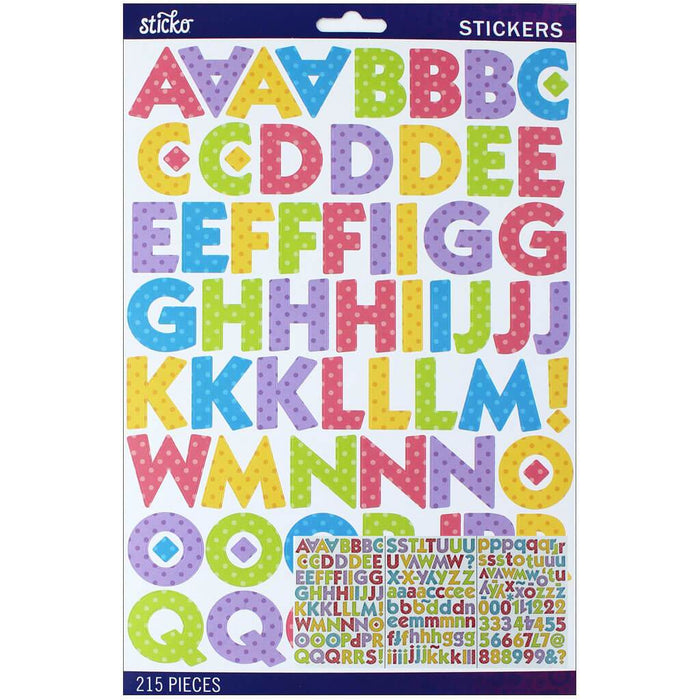 Sticko Stickers Alpha Kable Large Multicolor Pastel (215 Pieces)