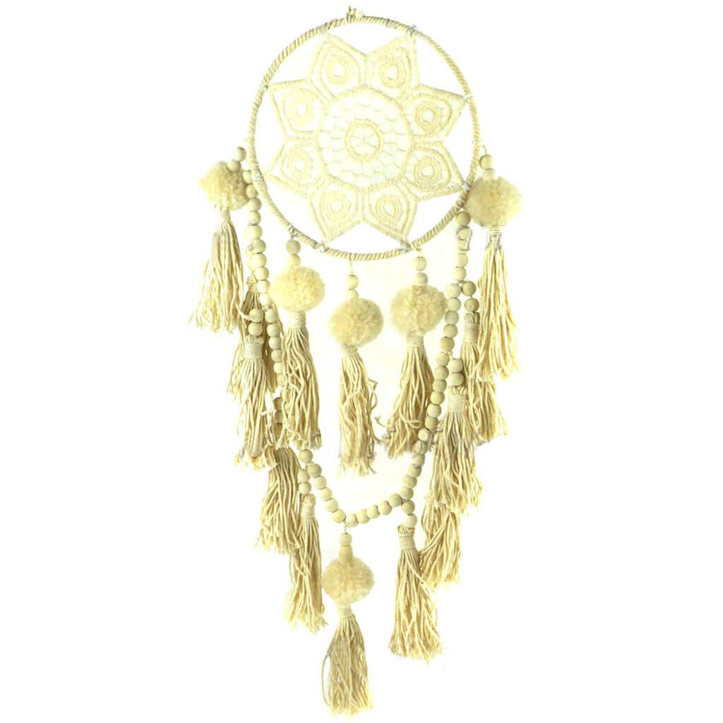 Dream Catcher with Pom Pom Tassels 28&quot;