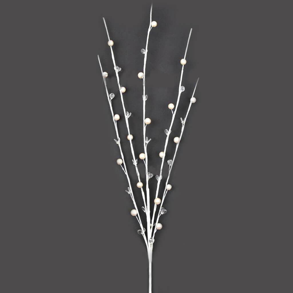 Decorative Beaded Floral Stem 35&quot; White