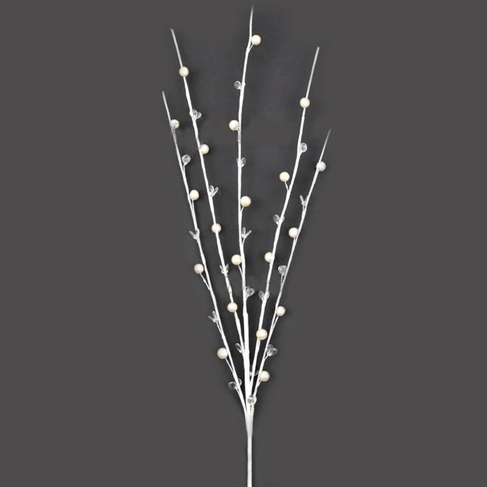 Decorative Beaded Floral Stem 35" White