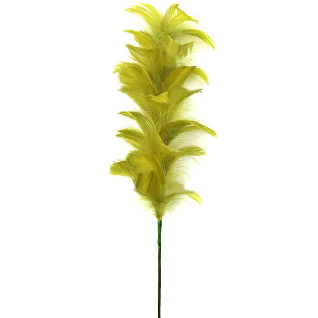 Goose Feather Floral Stem 26&quot; Olive