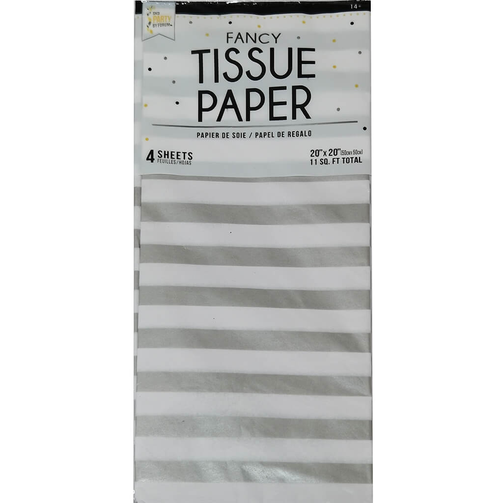 Specialty Tissue 4pk White/Silver Stripes 20in x 20in