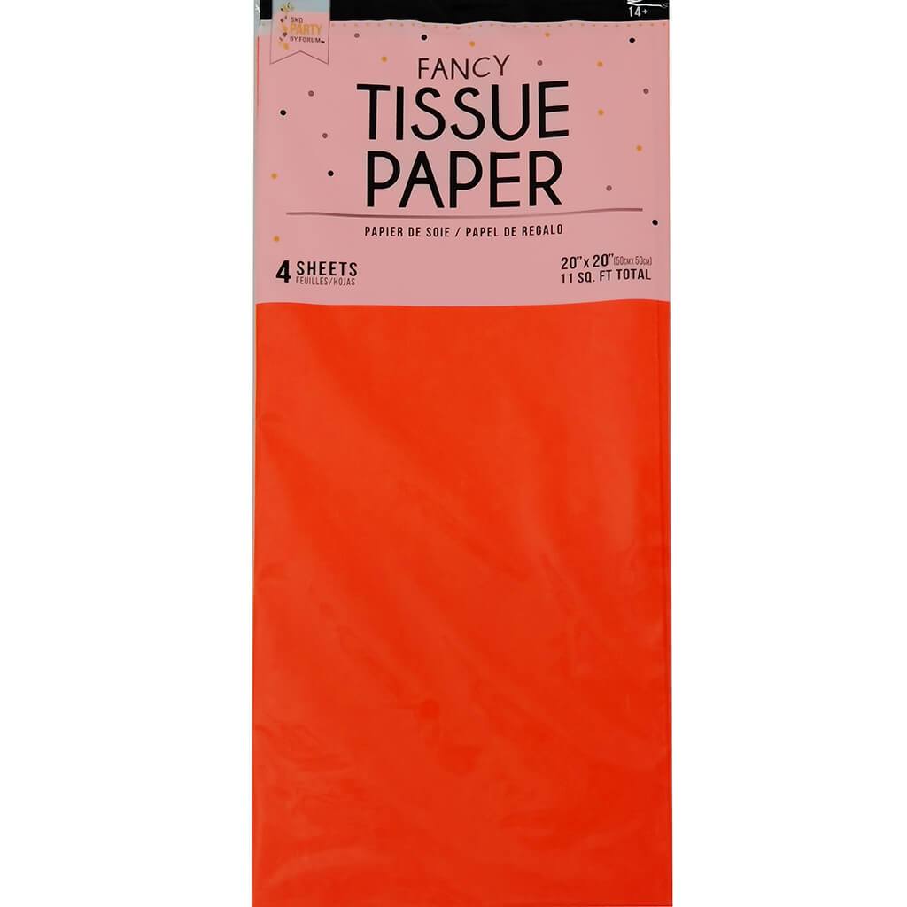 Orange Tissue Paper 4pc, 20in X 20in