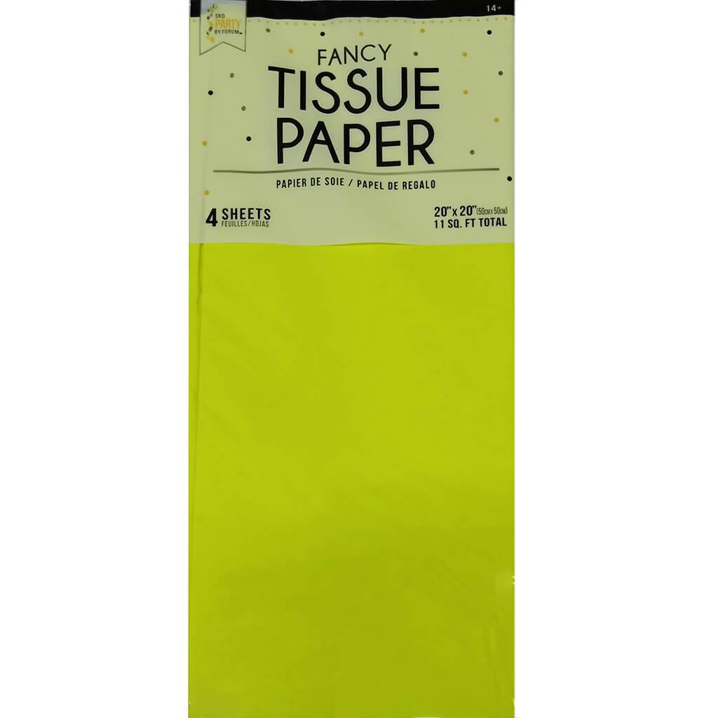 Neon Yellow Tissue Paper 4pc, 20in X 20in