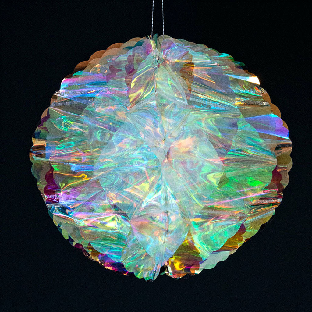 Iridescent Crystal Round Honeycomb Ball 12in