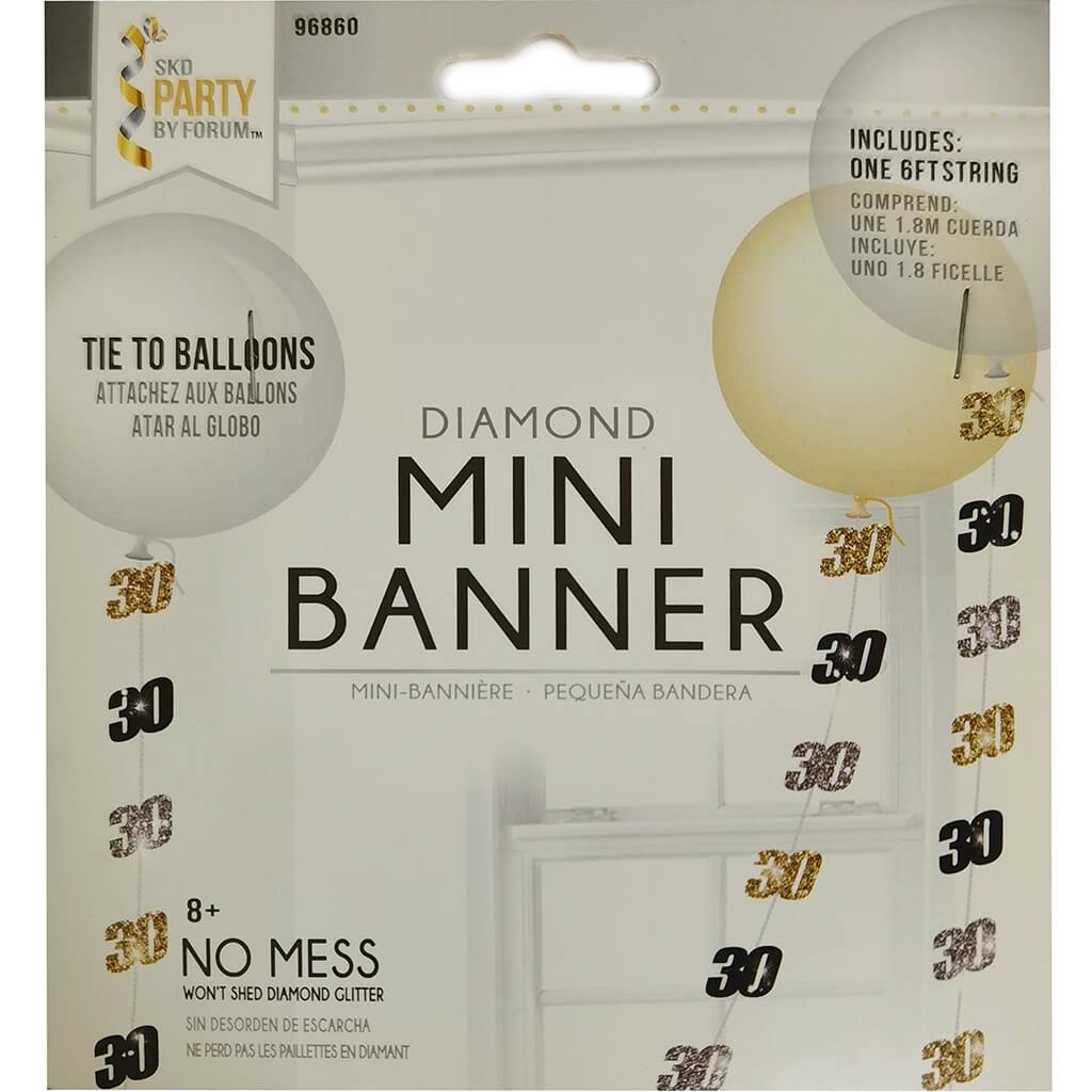 #30 Mini Banner Black, Silver, Gold