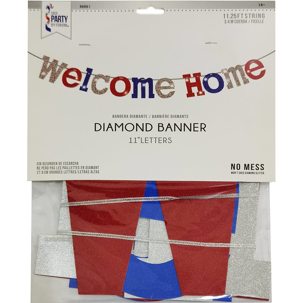 Welcome Home Banner Red Blue Silver