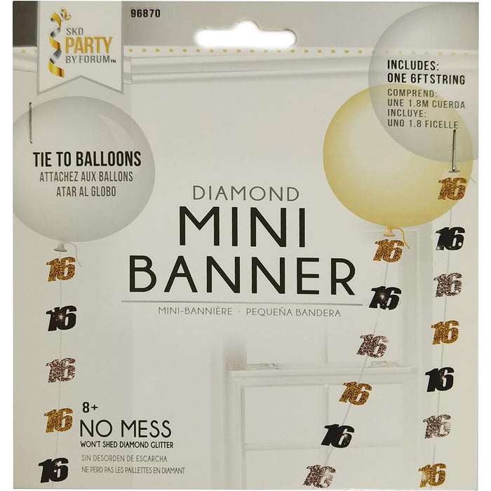 #16 Mini Banner Black, Silver, Gold