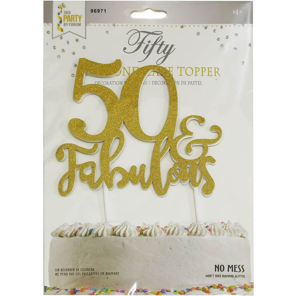 Cake Topper 50 And Fabulous Gold