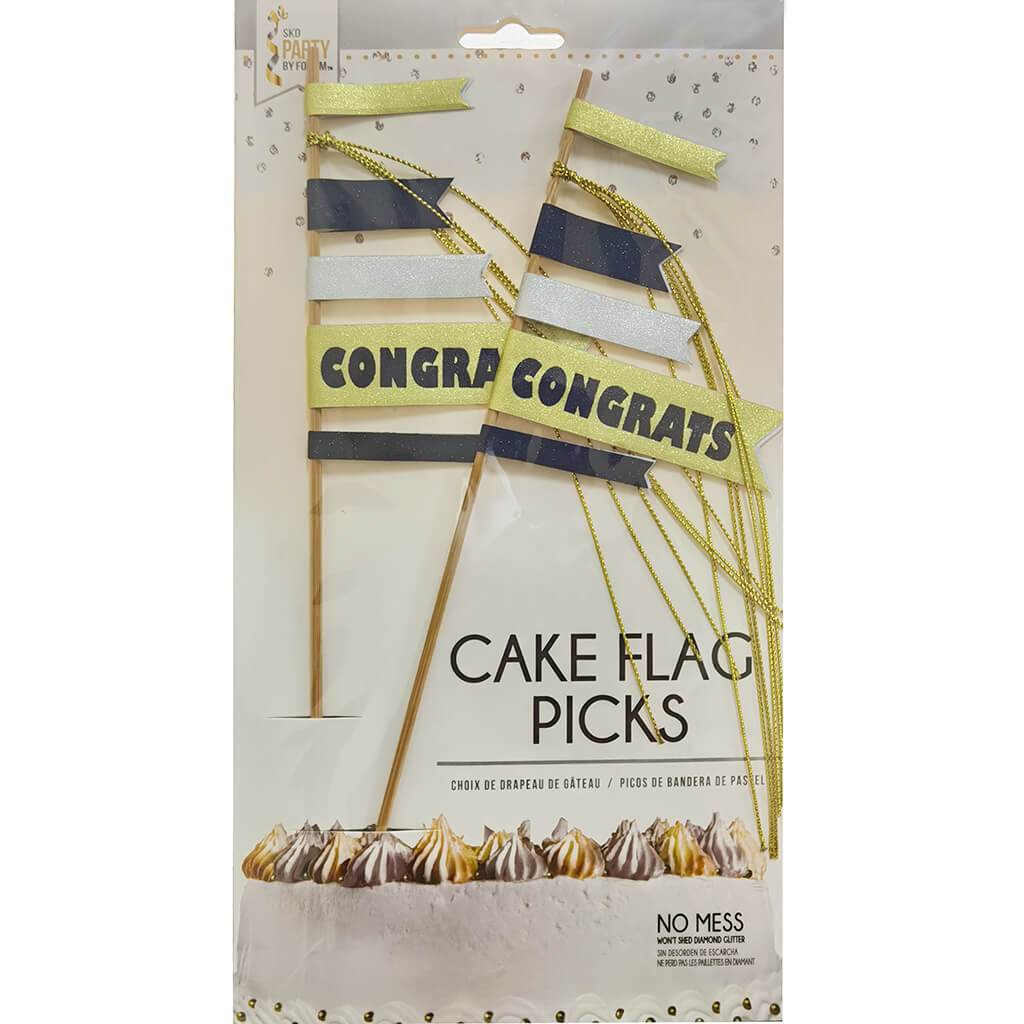 Cake Flag Congratulations Black Gold Silver