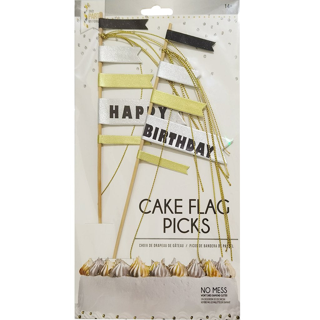 Silver Cake Flag Picks