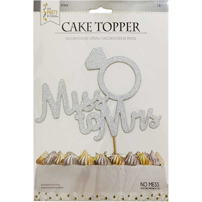 Cake Topper Ms To Mrs Silver