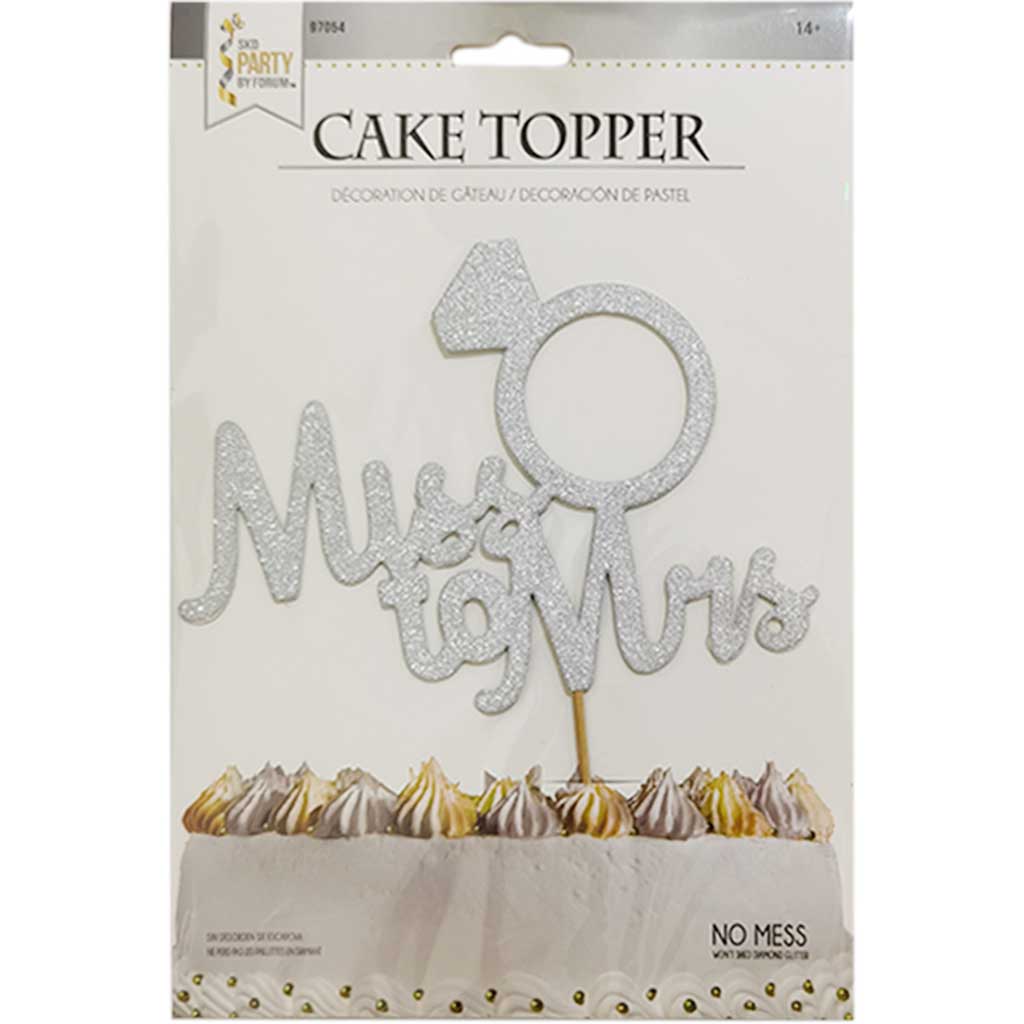Cake Topper Ms To Mrs Silver