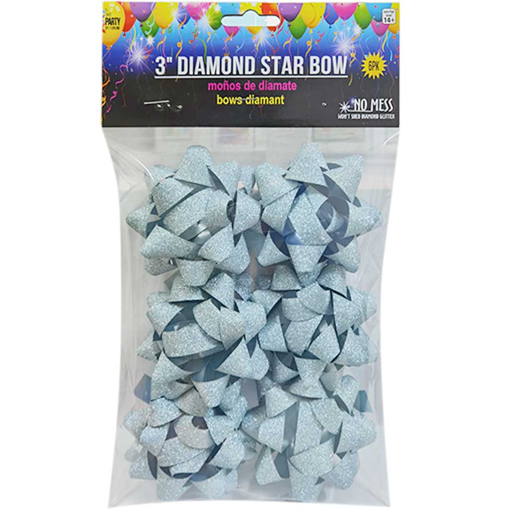 Diamond Star Bows 9pc Light Blue