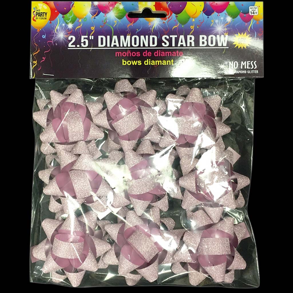 Diamond Star Bows Light Pink 9pc, 2.5in