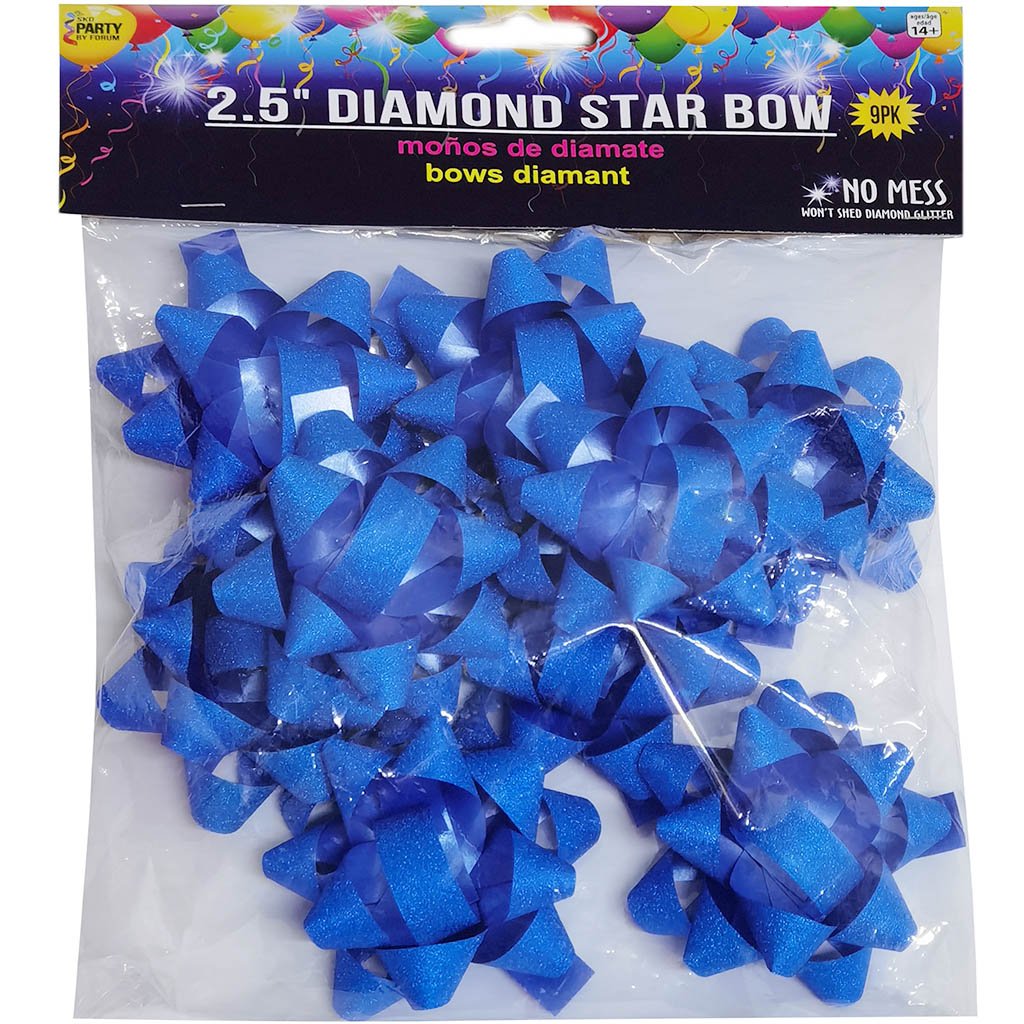 Diamond Star Bows Royal Blue 9pc, 2.5in