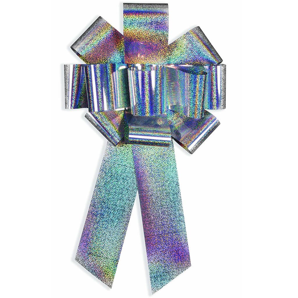 Holographic Car Bow Silver, 25in