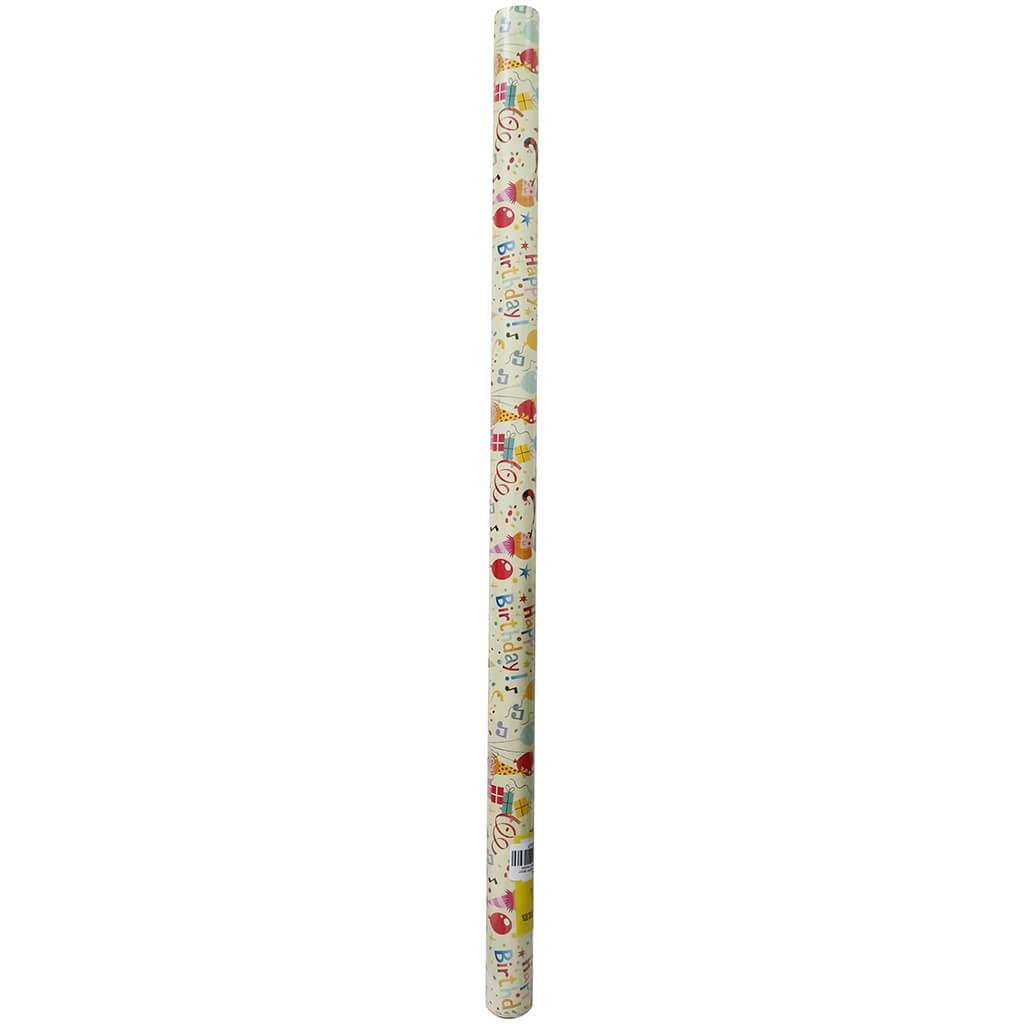 Paper Gift Wrap Roll Happy Bday Notes, Balloons 70 x 200 Ylwnt