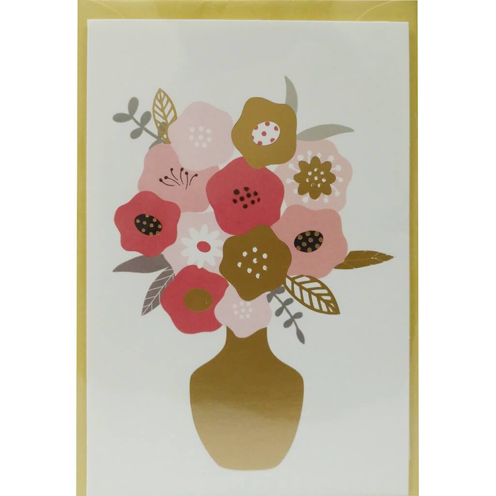 Gift Card with Envelope Gold Flowers In Vase 1