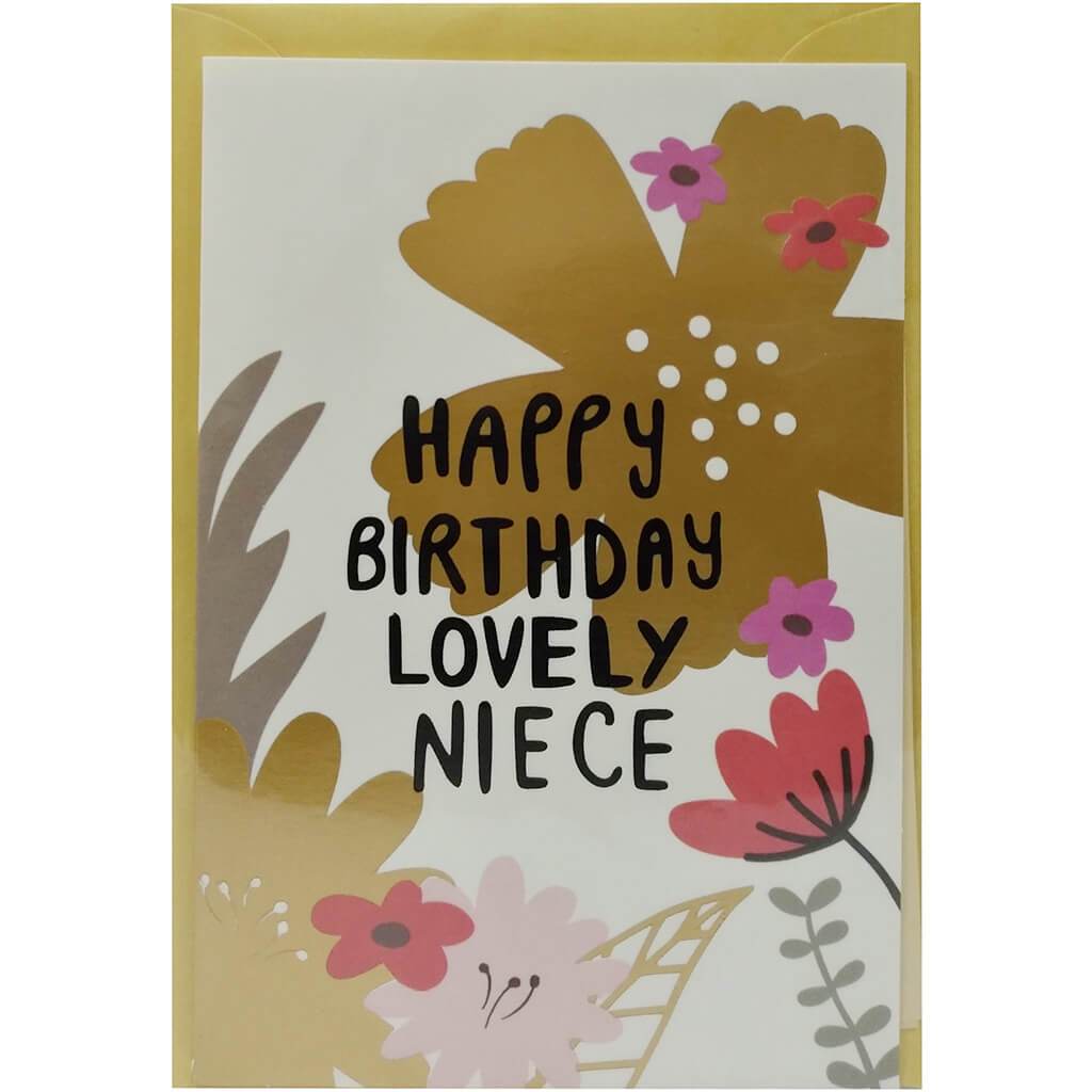 Gift Card with Envelope Gold Happy Bday Lovely Niece 9