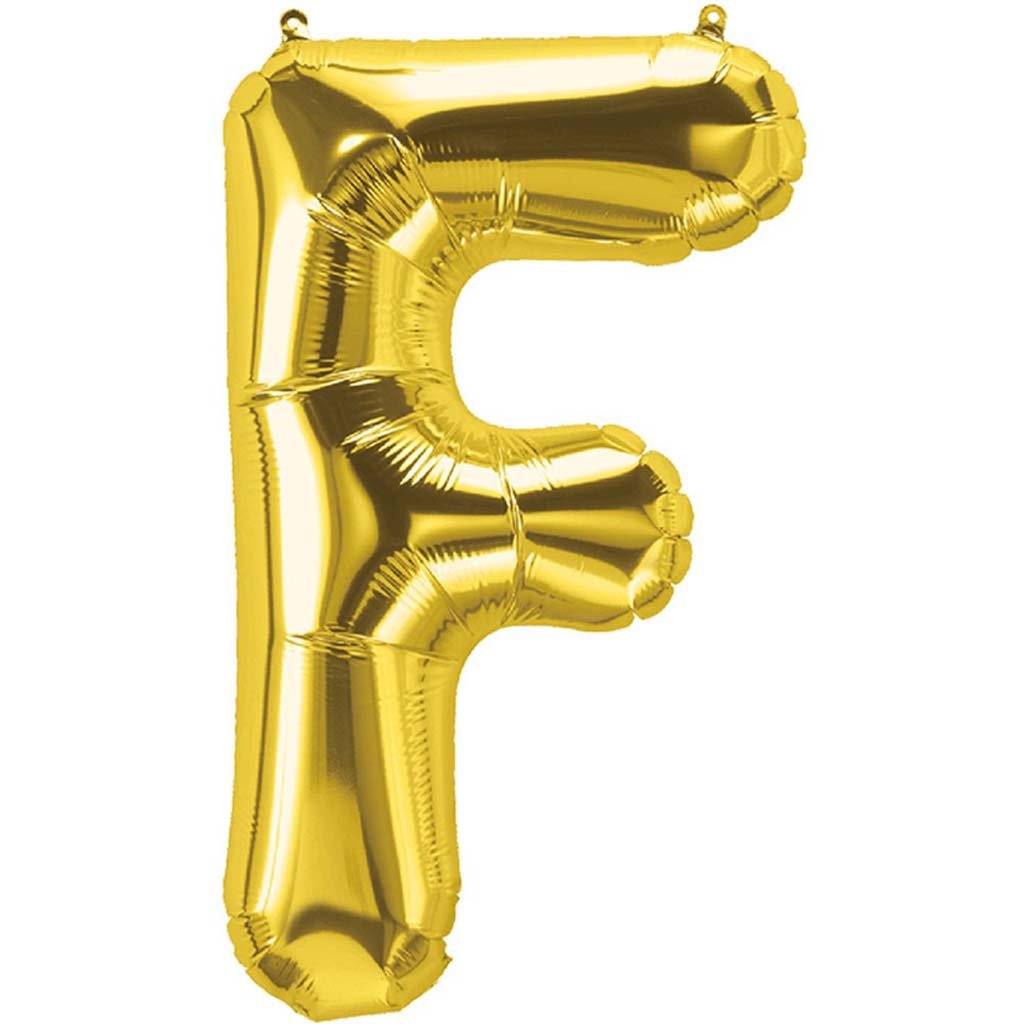 Mini Shape Foil Balloon Letter F 16in Gold