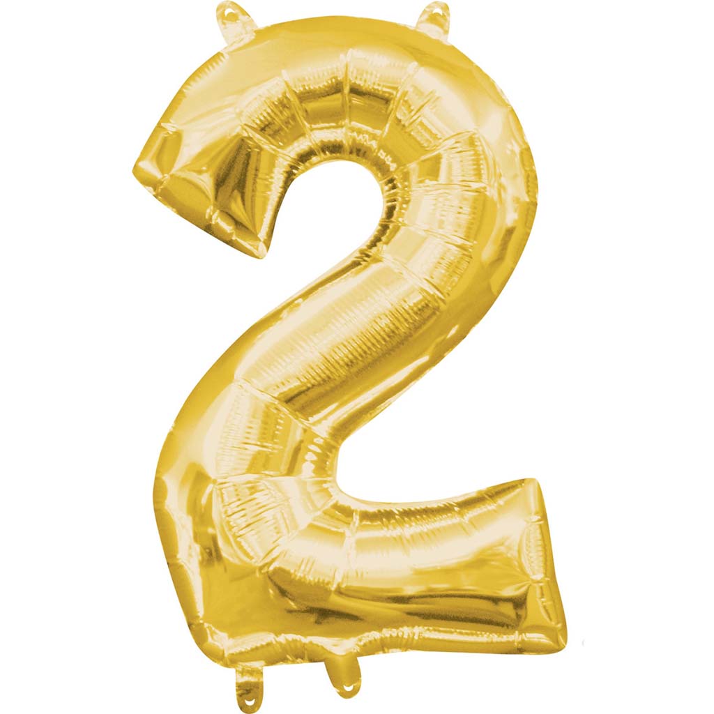 Mini Shape Foil Balloon Number 2 16in Gold