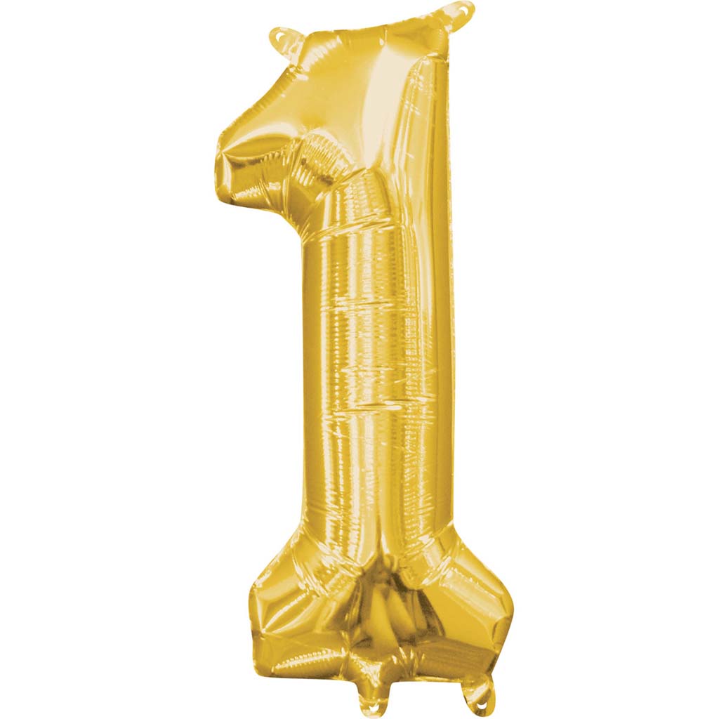 Mini Shape Foil Balloon Number 1 16in Gold