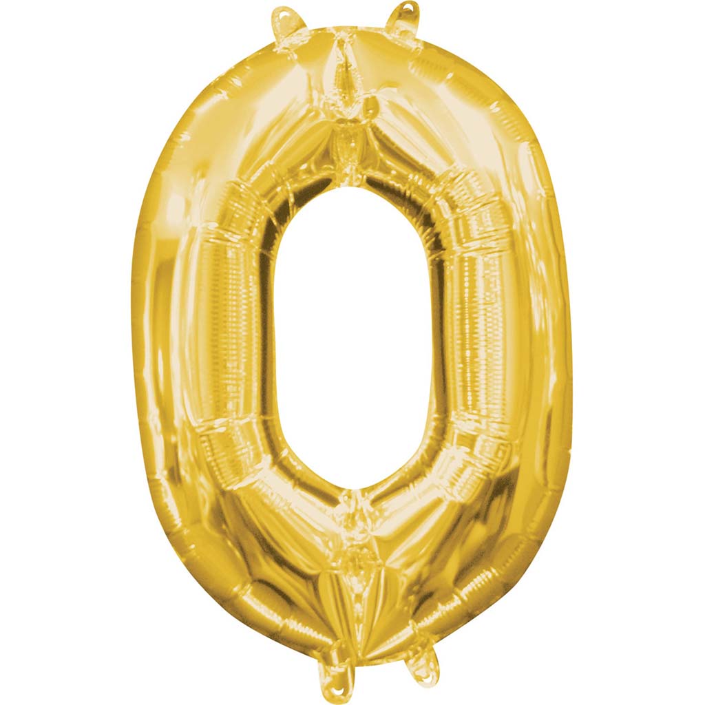 Mini Shape Foil Balloon Number 0 16in Gold