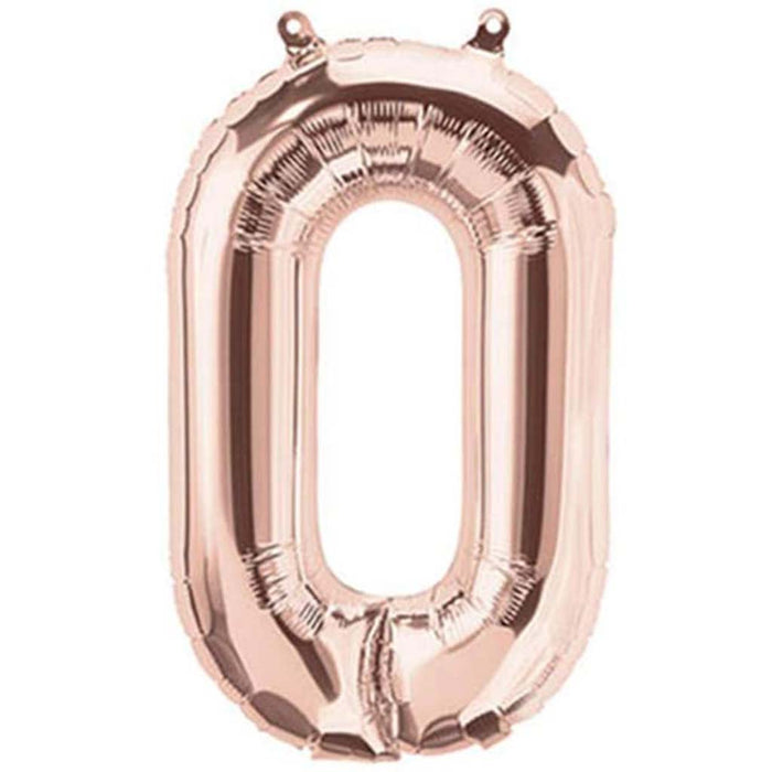 Mini Shape Foil Balloon Number 0 16in Rose Gold