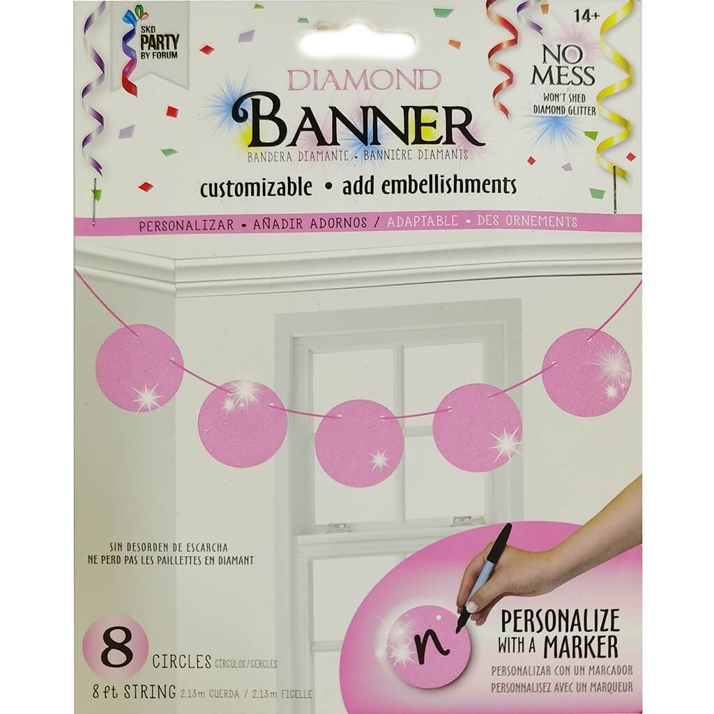 Diamond Banner Circles Pink, 8ft