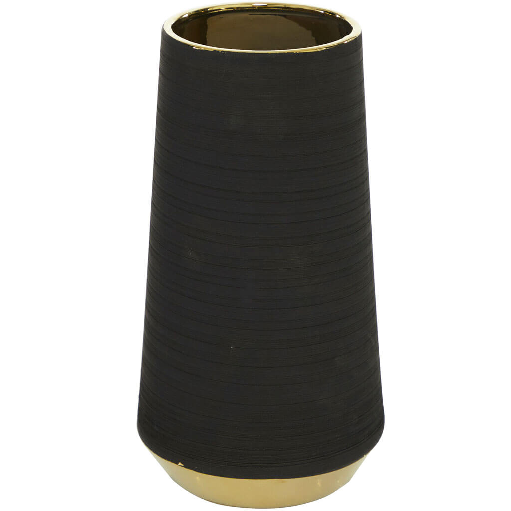 Matte Black Porcelain Vase, 11in x 6in