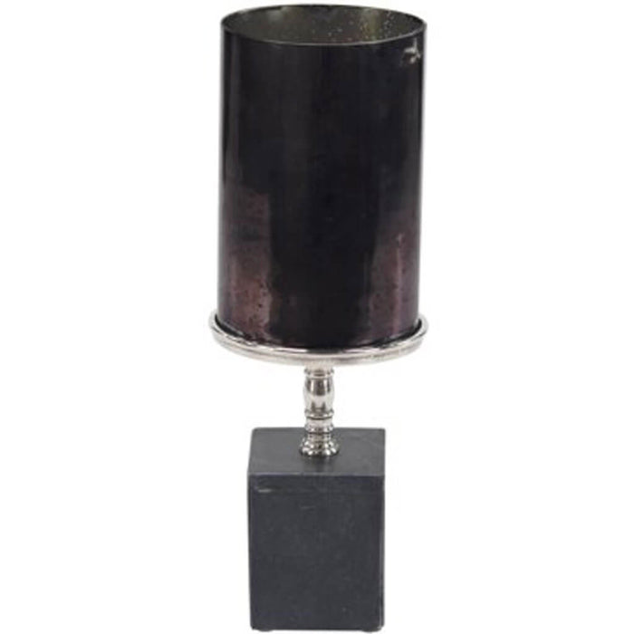 Aluminium & Glass Candle Holder, 18in H x 6in W
