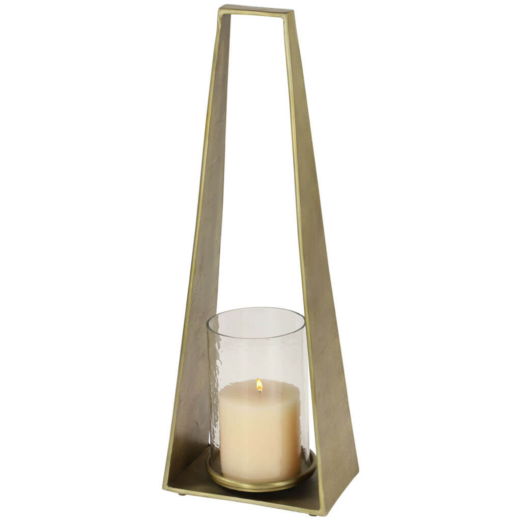 Aluminium &amp; Glass Candle Holder Lantern,  23in H x 8in W