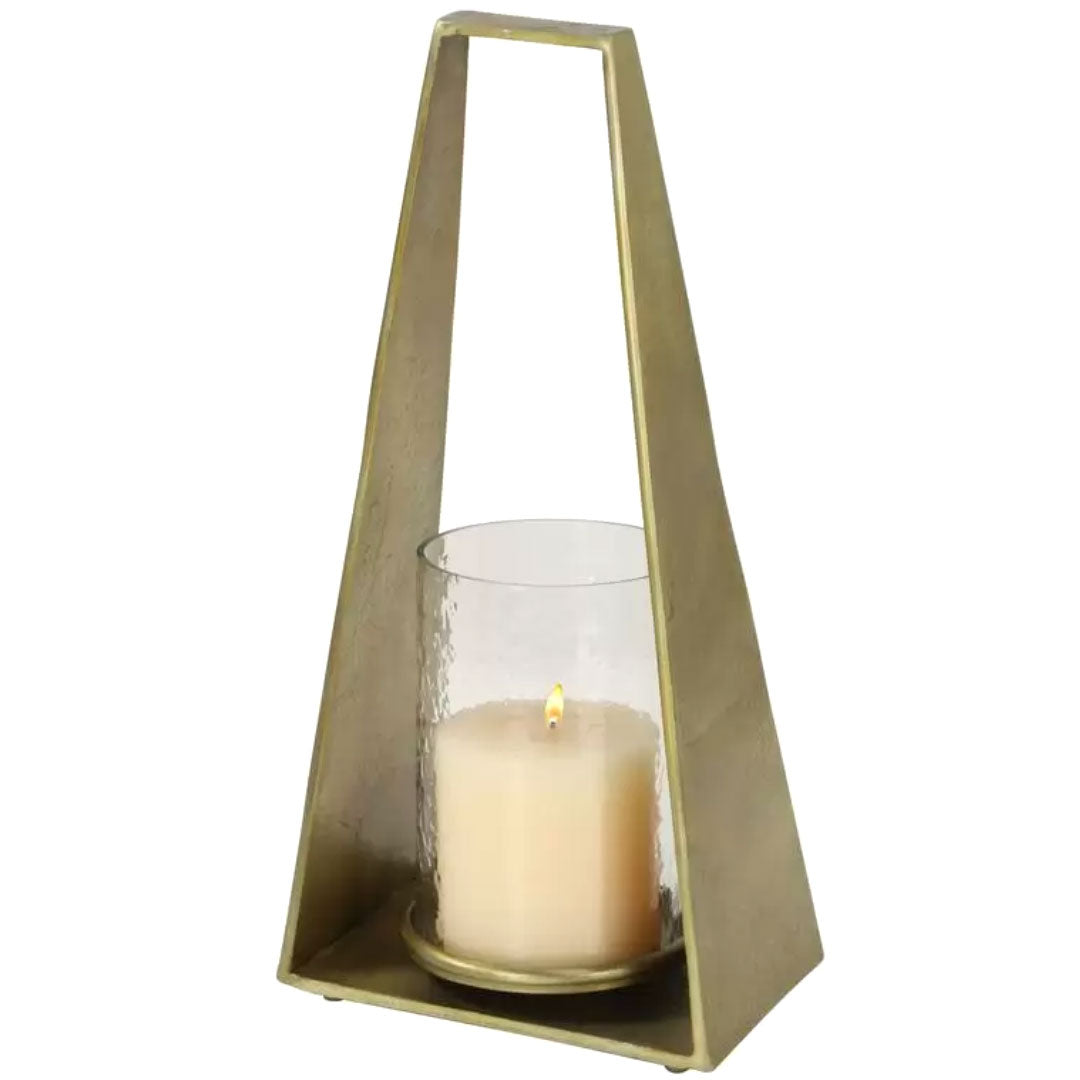 Aluminium &amp; Glass Candle Holder Lantern,  17in H x 8in W